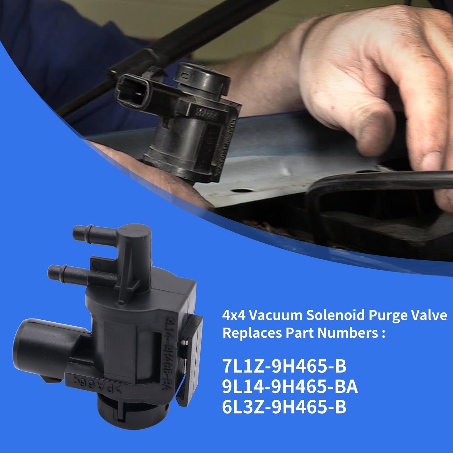 HiSport 7L1Z-9H465-B 4X4 4WD Vacuum Solenoid Purge Valve Locking Hub - Compatible with Ford Lincoln 1994-2018 - Replaces 9L14-9H465-BA 6L3Z-9H465-A