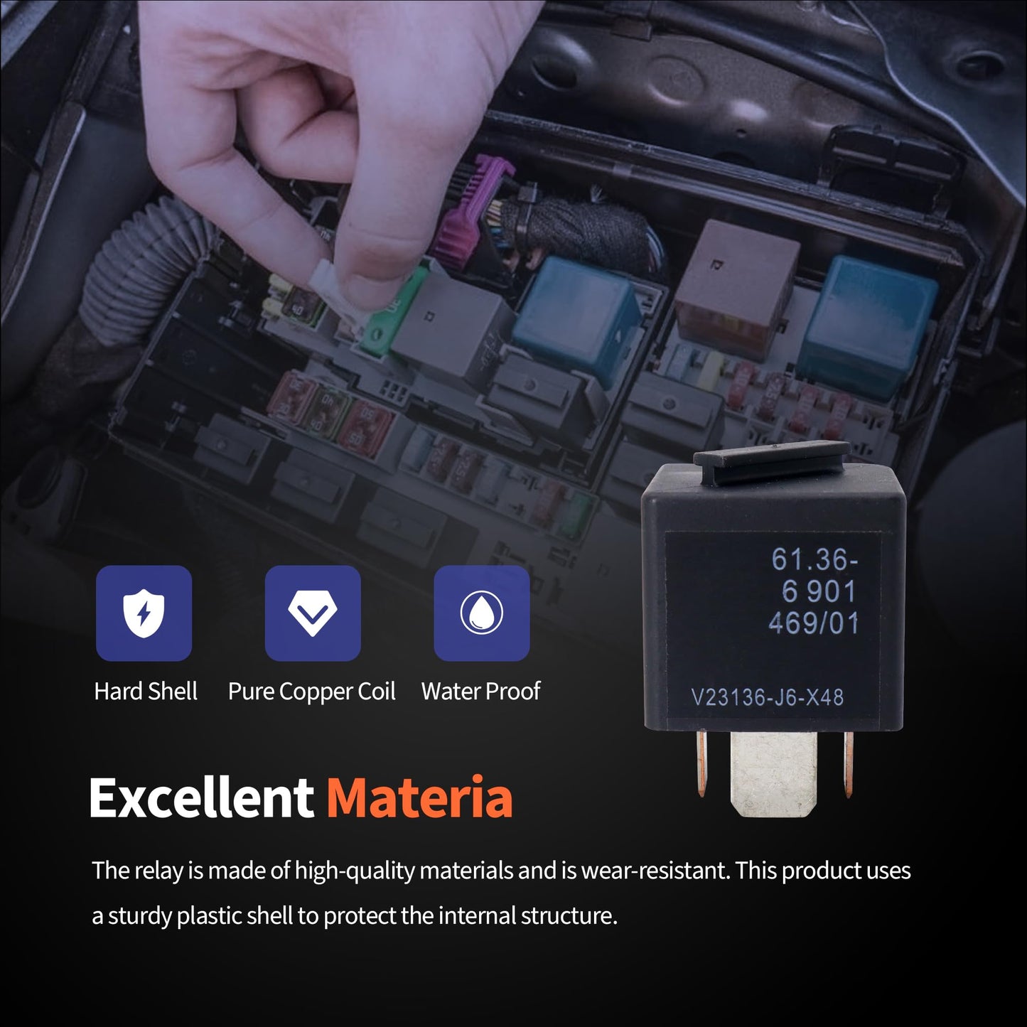 HiSport 12VDC 4 Pin Automotive Power Relay Multi Use V23136-J6-X48 61366901469 for E90 E91 E92 E93 CAS Module Compatible with BMW Cooper, 2PCS