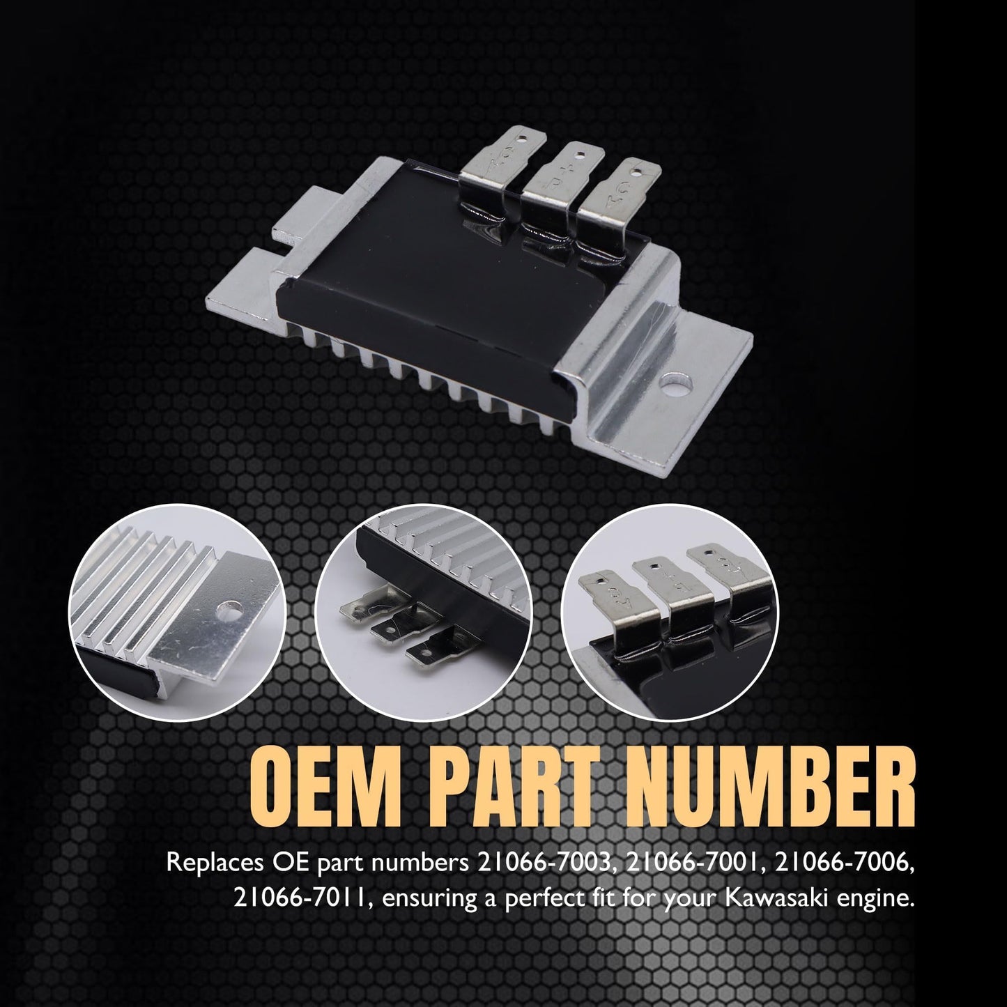 HiSport Voltage Regulator Rectifier - Compatible with Kawasaki FH & FX Series engine Replaces 21066-7011 21066-7001 21066-7003 21066-7006