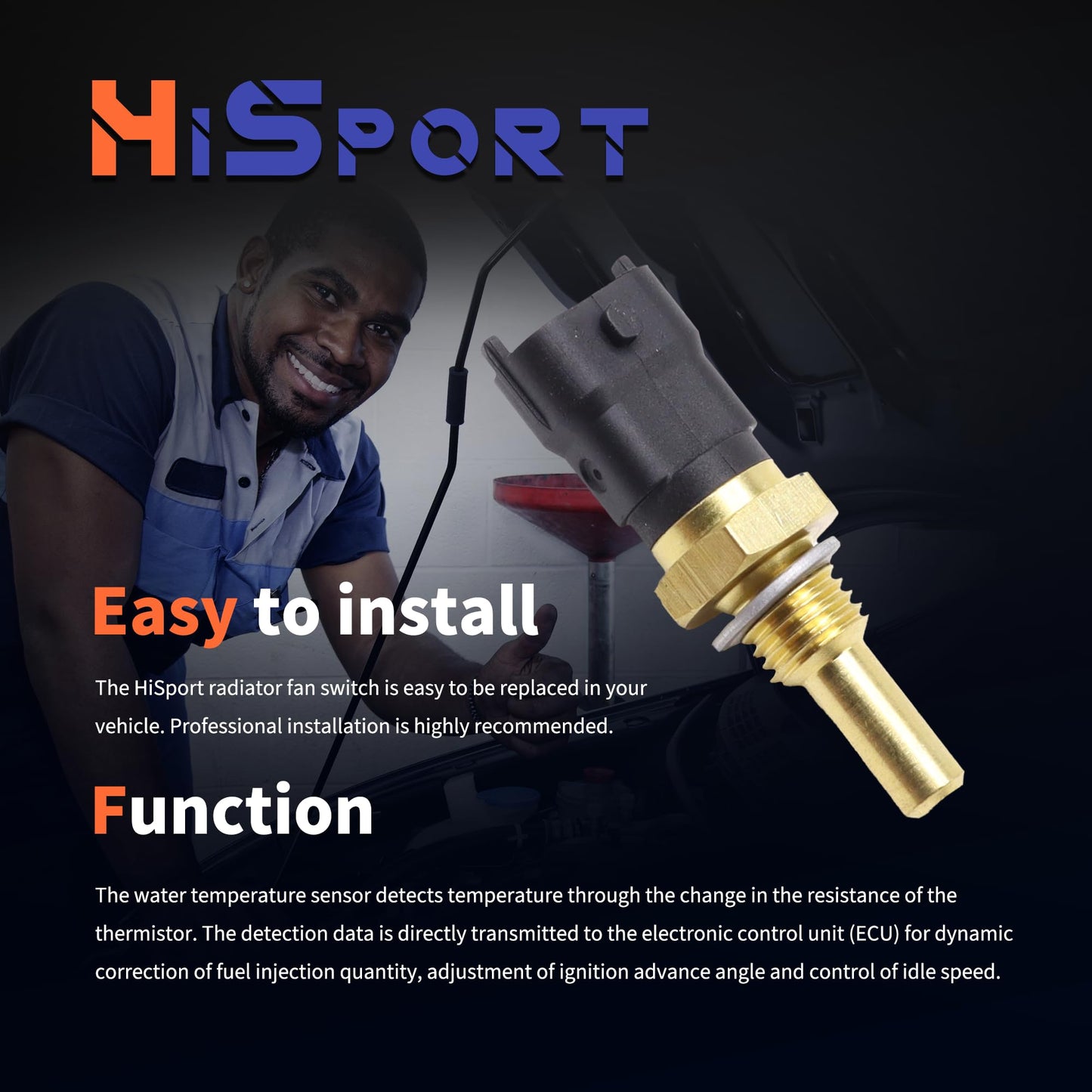 HiSport 278002895 Engine Coolant Temperature Sensor - Compatible with Sea-Doo 3D 2005-2007 GSX 1998-2000 Can-Am Traxter XL 2001-2005 Traxter T 2017 Replaces 278001016 420222425