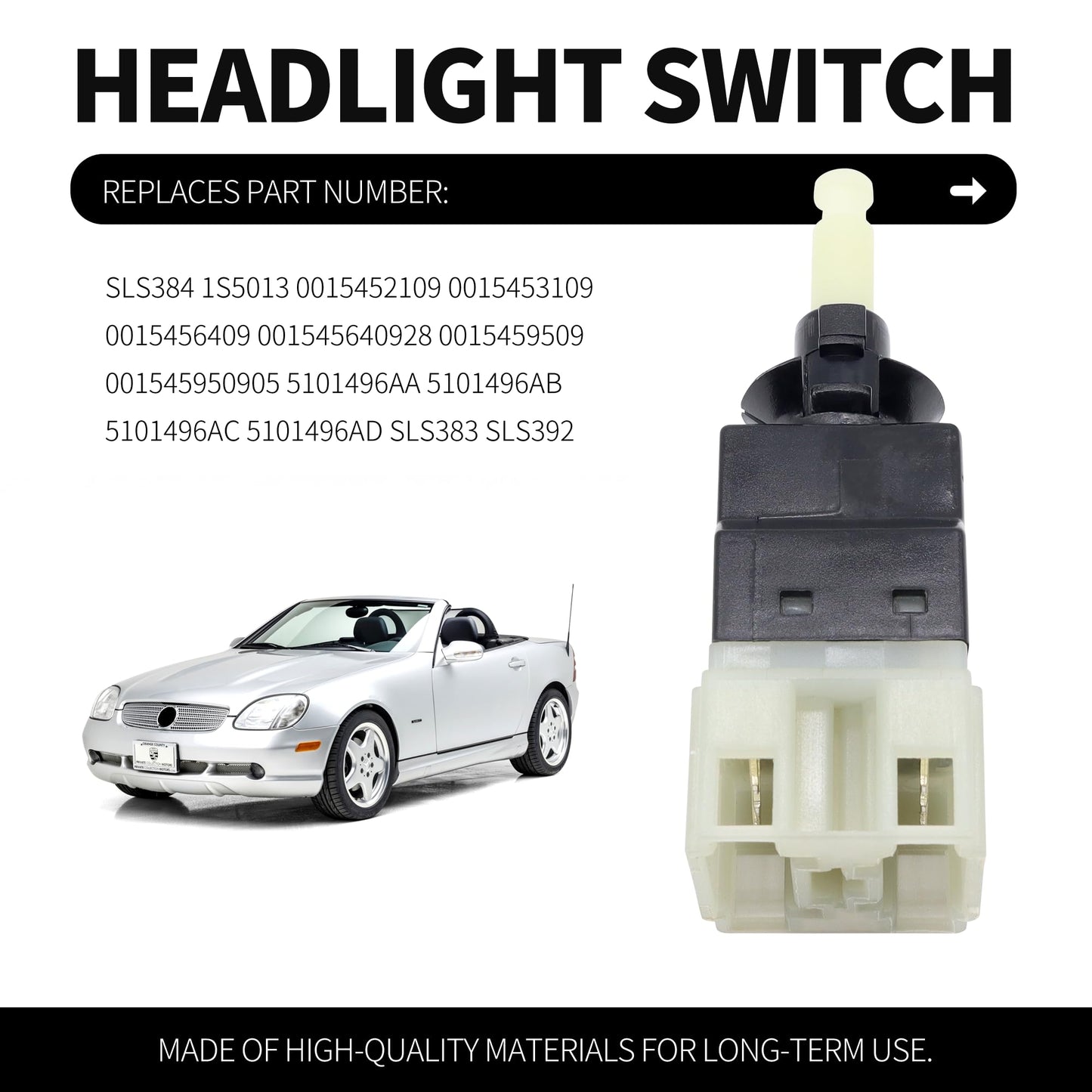 HiSport 0015453109 Brake Light Switch Lamp 6 Pins - Compatible with Mercedes-Benz C280 E430 S350 G550 SL500 SLK320 CL600 CLK55 Dodge Sprinter 3500 Sprinter 2500 Chrysler Crossfire 1999-2010