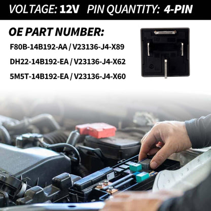 HiSport Relay F80B-14B192-AA 12VDC 70A 4Pins Automotive Power Relay Compatible with Ford Focus V23136-J4-X89 DH22-14B192-EA V23136-J4-X62 5M5T-14B192-EA V23136-J4-X60