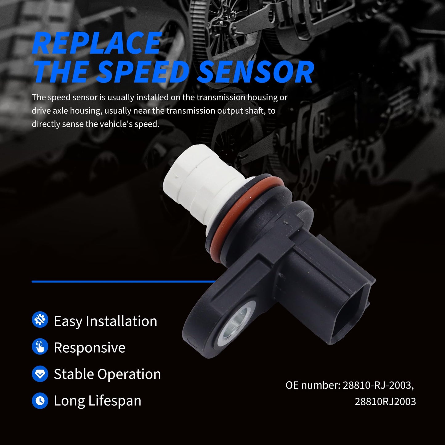 HiSport Transmission Speed Sensor - Compatible with Honda Accord Civic CR-V Fit HR-V Replaces 28810-RJ-2003 28810RJ2003