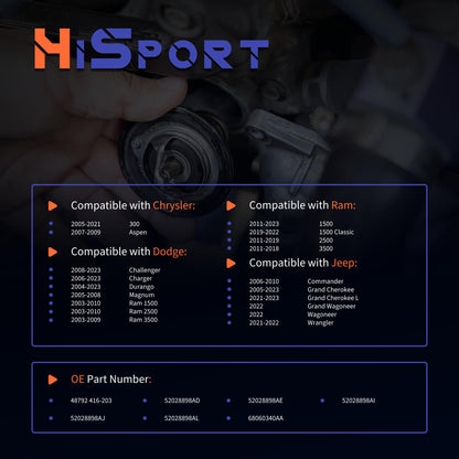 HiSport Thermostat - Compatible with Jeep Commander Grand Cherokee Grand Cherokee L Grand Wagoneer Wagoneer Wrangler 2005-2023 - Replace 52028898AE