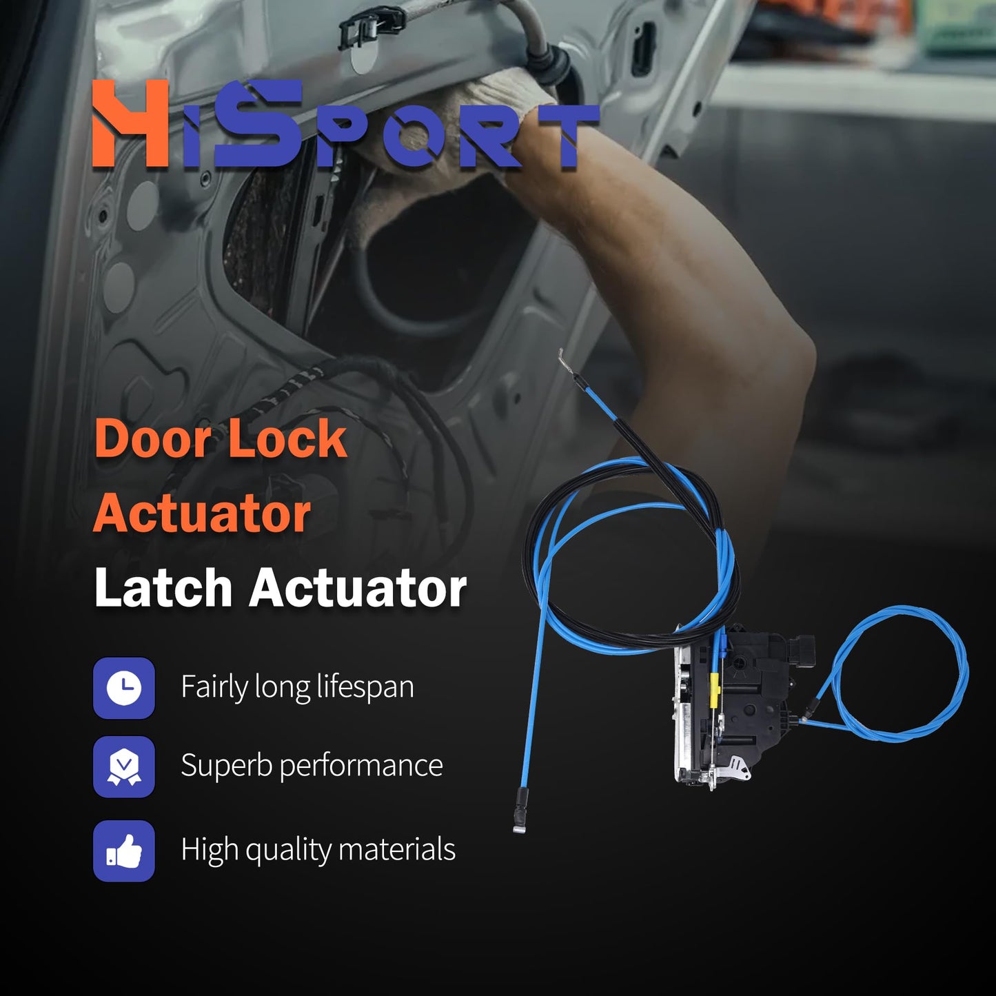 HiSport Sliding Door Latch Lock Actuator with Cables for Right Passenger Side Slide 68226180AF Compatible with Dodge RAM ProMaster Cargo Van 1500 2500 3500 2019-2025