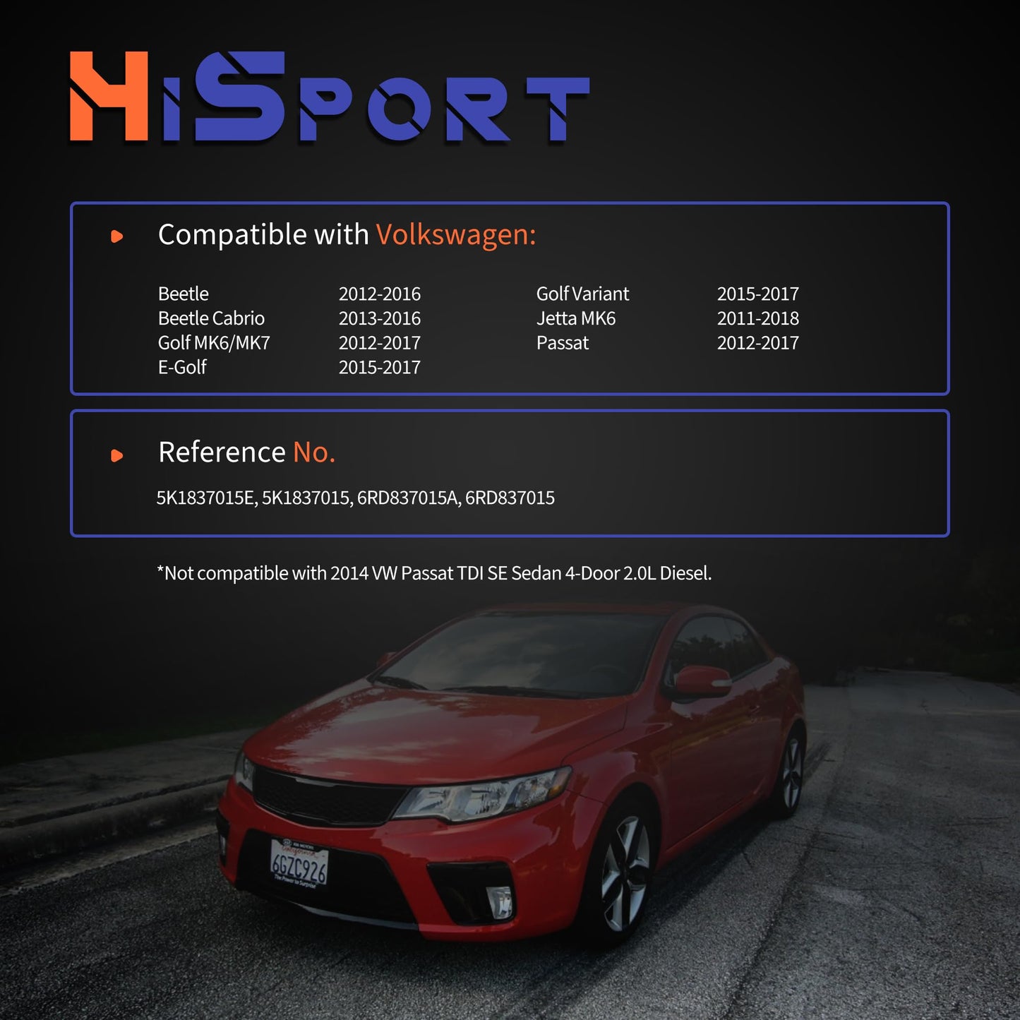 HiSport Front Left Door Lock Actuator Motor 5K1837015E 6RD837015A Power Door Latch Compatible with VW Beetle GTI Golf Jetta Passat