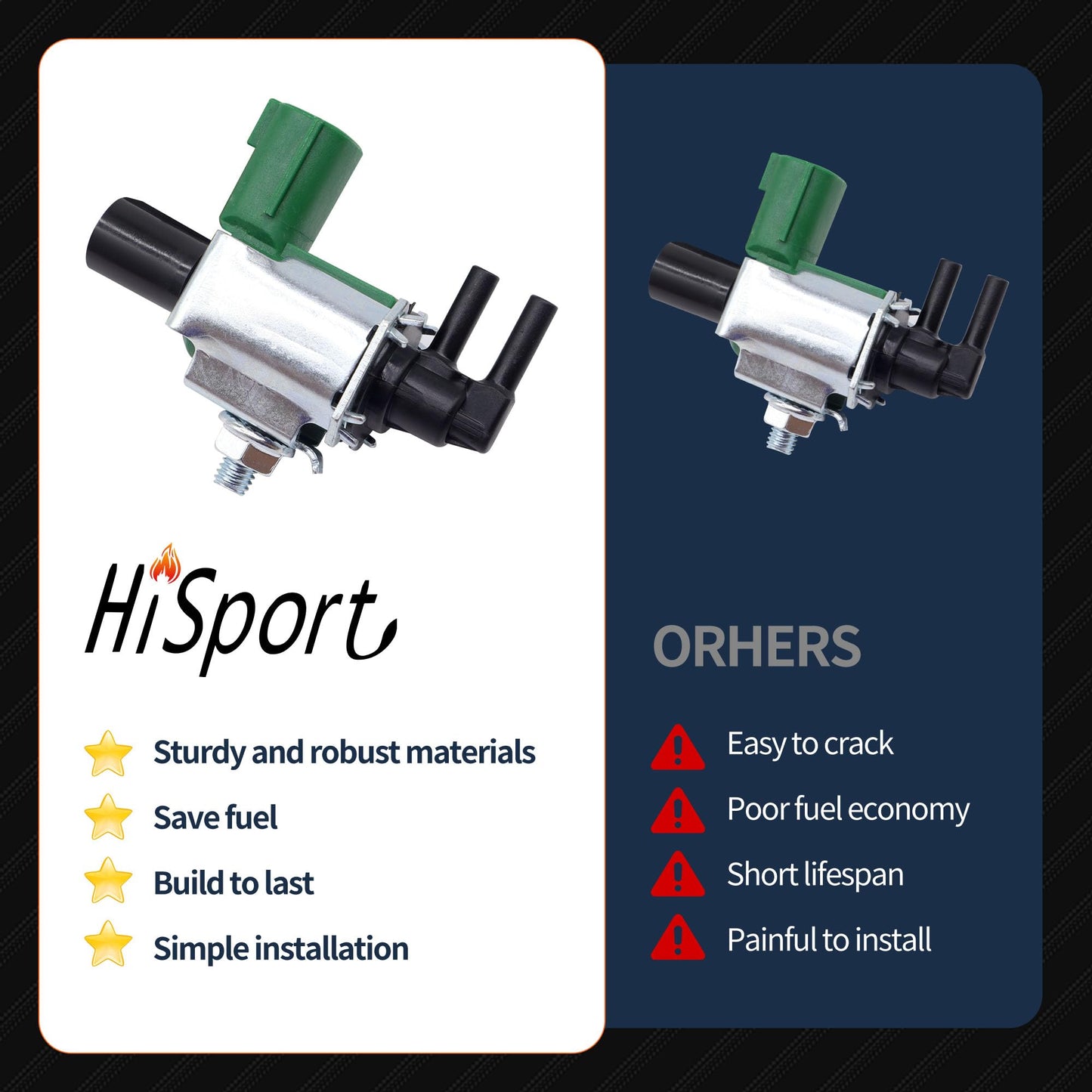 HiSport 14956-31U1A EGR Valve Control Solenoid Switch - Compatible with Nissan Xterra Altima Frontier Maxima Quest Sentra 200SX 240SX Infiniti I30 - Replaces K5T46597 K5T46581 K5T46586 K5T46588