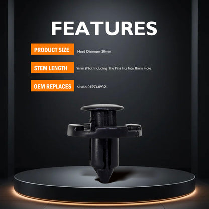 HiSport 20Pcs Push Type Bumper Cover Retainer - Compatible with Nissan Infiniti Mitsubishi Chrysler Dodge Replaces 01553-09321 MR328954