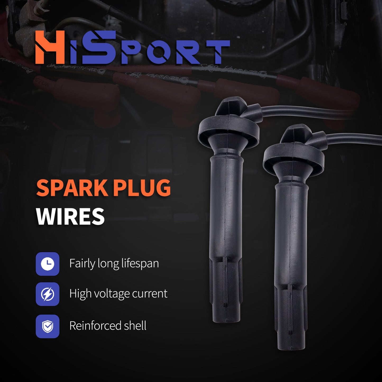 HiSport Spark Plug Coil Wires Ignition Coil Harness Cable 32722-P75-A01 Compatible with Honda CR-V 1997-1998 Replacement for Acura Integra 1994-2001, Pack of 4