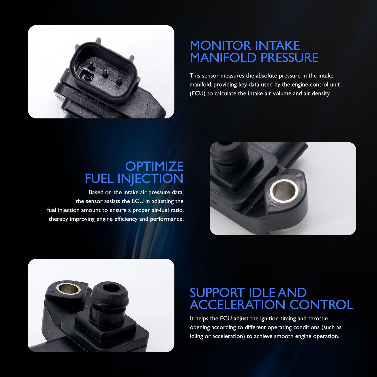 HiSport MAP Manifold Absolute Pressure Sensor - Compatible with Acura Honda Replaces 37830-RNA-A01 079800-7590