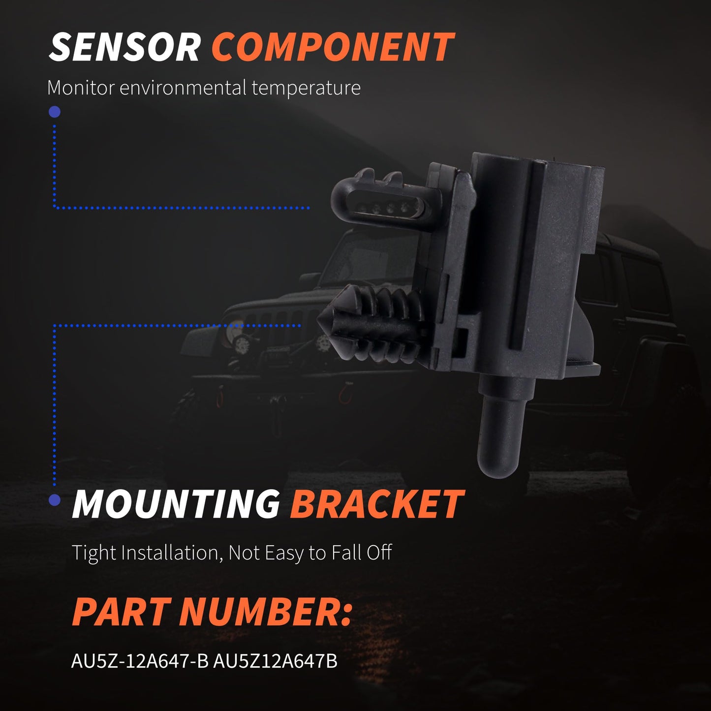 HiSport Car Ambient Air Temperature Sensor Compatible with Ford Edge 2011-2023 Escape 2013-2023 Explorer 2011-2015 F-150 2011-2019 Lincoln Continental 2017-2020 Replaces AU5Z-12A647-B AU5Z12A647B