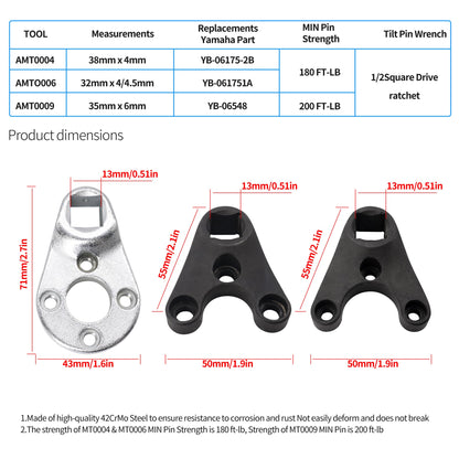 HiSport Outboard Trim Tilt Pin Wrench Tools Set MT0004 MT0006 MT0009 - Compatible with Yamaha Suzuki Johnson Evinrude Honda Outboard