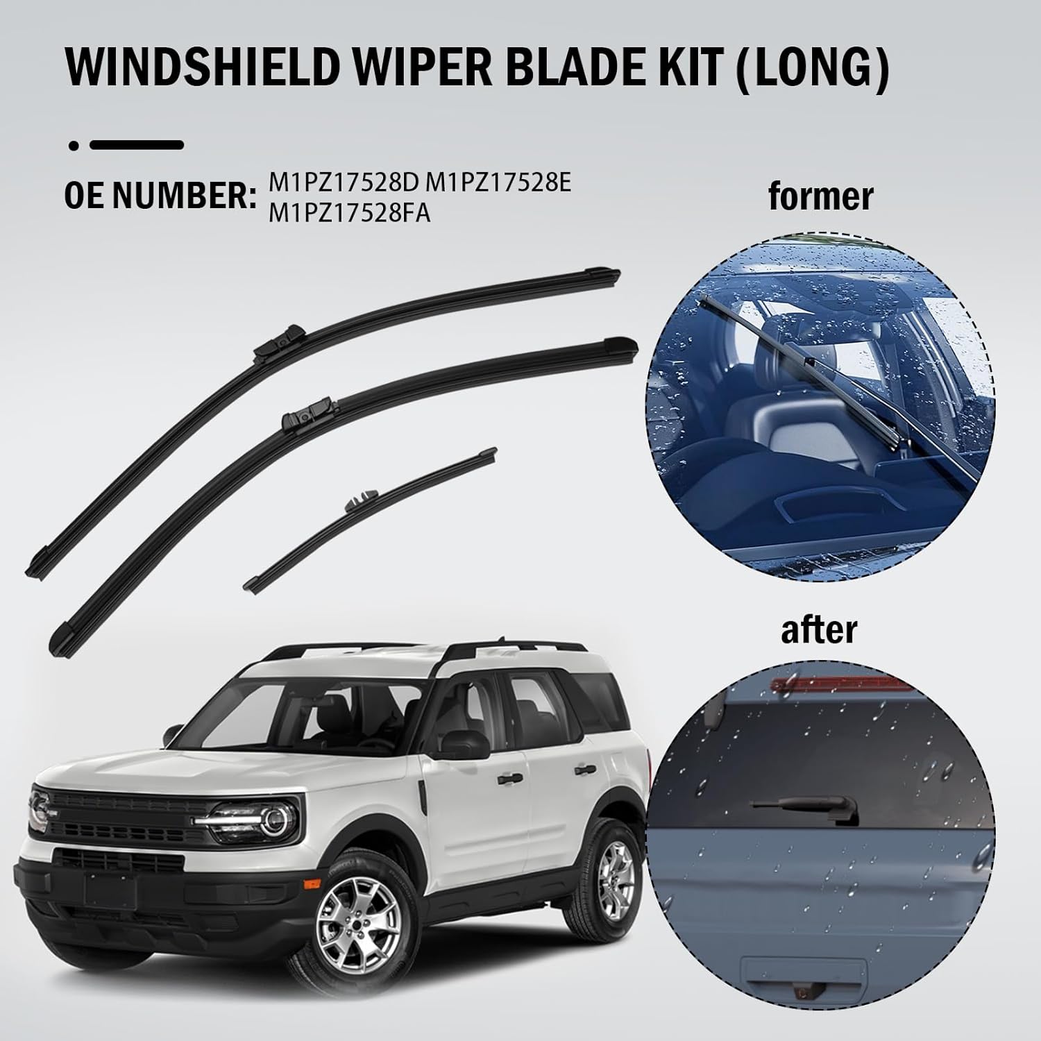 HiSport Windshield Wipers Fits for Ford Bronco Sport 2021 2022 2023 Wiper Blades with Front 22 In &21 In &Rear Wiper Blade 9 In