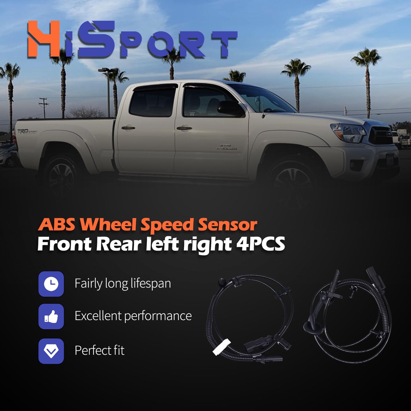 HiSport ABS Wheel Speed Sensor Front Rear left right 4PCS Compatible with Buick Chevrolet Traverse 2009-2017,Enclave 2008-2017,Replacemnt for GMC Acadia 2007-2016,Limited 2017,Saturn Outlook 2007-2010