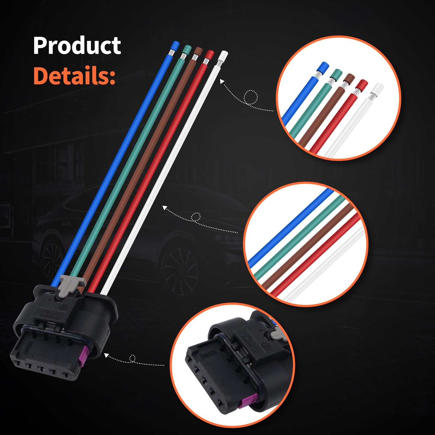 HiSport 5 Pin Rear Taillight Harness Connector Compatible with Jeep Renegade 2015-2022 Replace 68406157AA