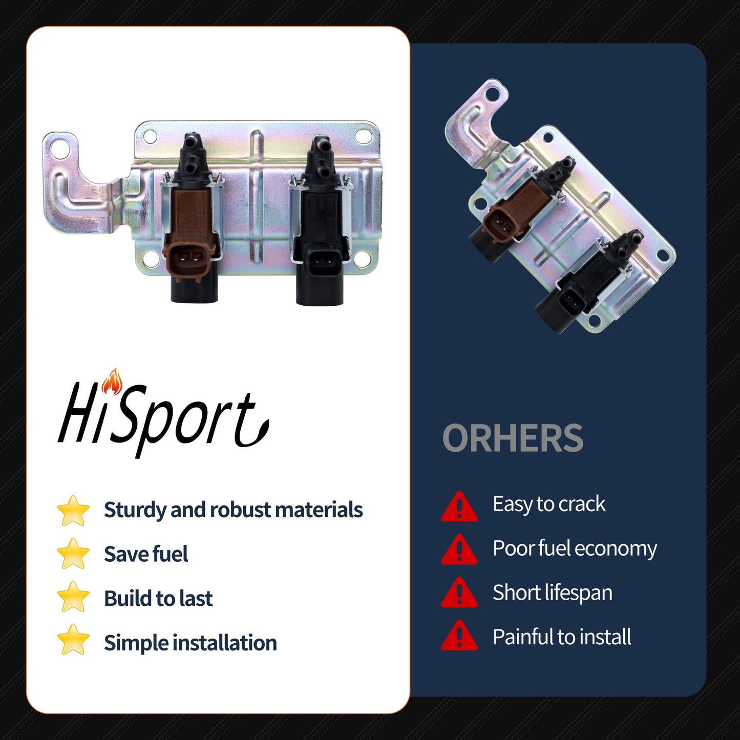 Hisport 4M5G-9A500 Intake Manifold Vacuum Runner Solenoid Valve Compatible with Maz-da 3 5 6 CX-7 K5T46597 Replaces K5T81777 K5T46597 LF82 1627 LF82 8112 LF8218741 LF82-18-741