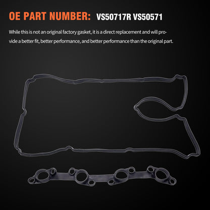 HiSport VS50717R Valve Cover Gasket Set - Compatible with Toyota 2005 2006 2007 2008 2009 2010 2011 2012 2013 2014 2015 2016 2017 2018 2019 2020 Tacoma 2.7L