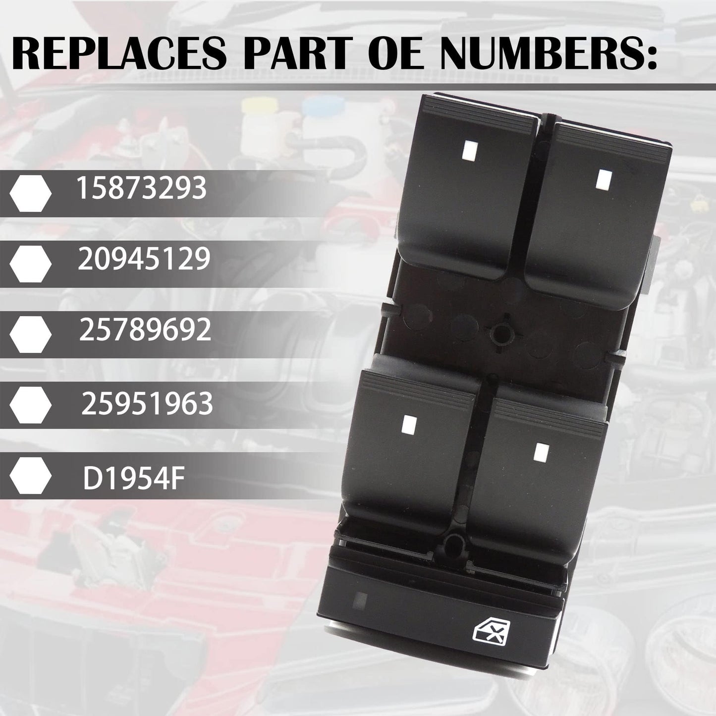 HiSport Driver Side Window Control Switch Compatible with Chevrolet Silverado 1500,Silverado 1500 Classic,Silverado 2500,Silverado 2500 Classic,Silverado 3500,Silverado 3500 Classic,Traverse 25951963