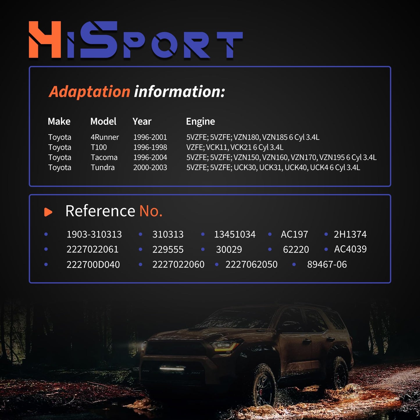 HiSport Idle Air Control Valve with Gasket 22270-62050 Compatible with Toyota Tundra 2000-2003,T100 1997-1998,Tacoma 1997-2004, 4Runner 1996-2000 3.4L V6 Only Fit Manual Transmission