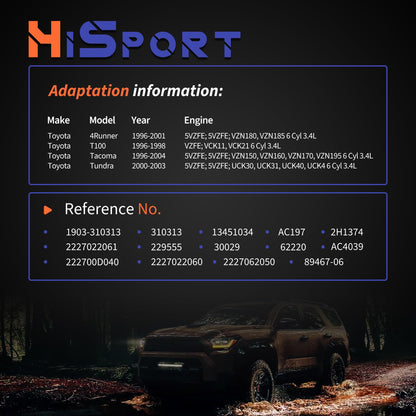 HiSport Idle Air Control Valve with Gasket 22270-62050 Compatible with Toyota Tundra 2000-2003,T100 1997-1998,Tacoma 1997-2004, 4Runner 1996-2000 3.4L V6 Only Fit Manual Transmission