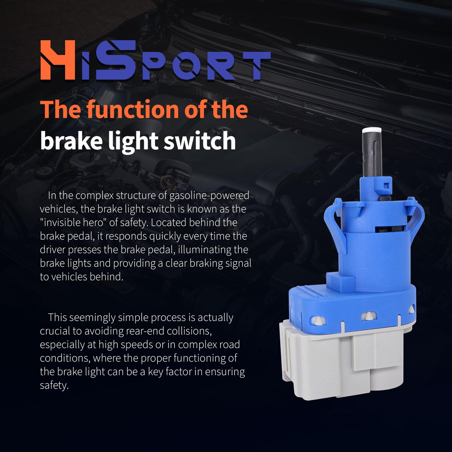 HiSport 4 Pin Brake Light Switch 4838697 Compatible with Ford Lincoln Mazda Mercury Volvo 8T4T-9G854-AA BN7N-66-490 31264377