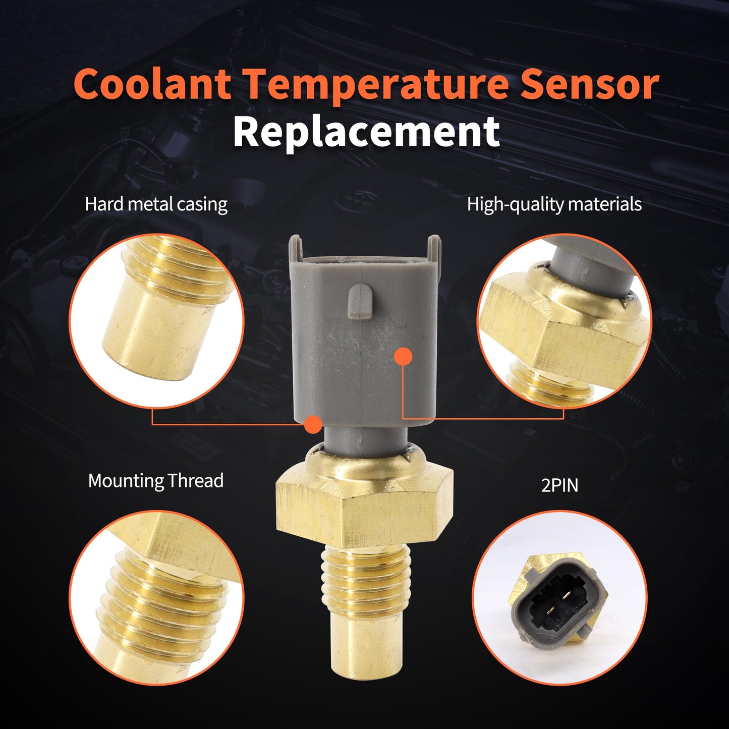 HiSport Engine Coolant Temperature Sensor - Compatible with Ford F-250 F-350 F-450 F-550 Super Duty Excursion E-150 E-250 E-350 Replace 3C3Z10884AA