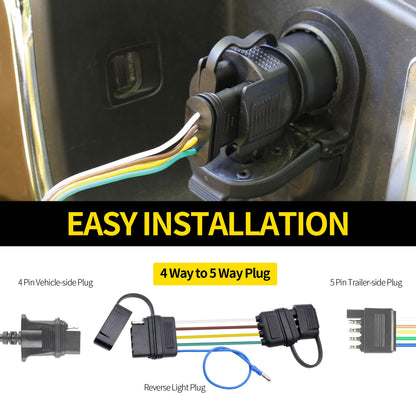 HiSport 4-Way to 5-Way Flat Trailer Wiring Adapter Compatible with Boat Trailer W/Surge Brakes