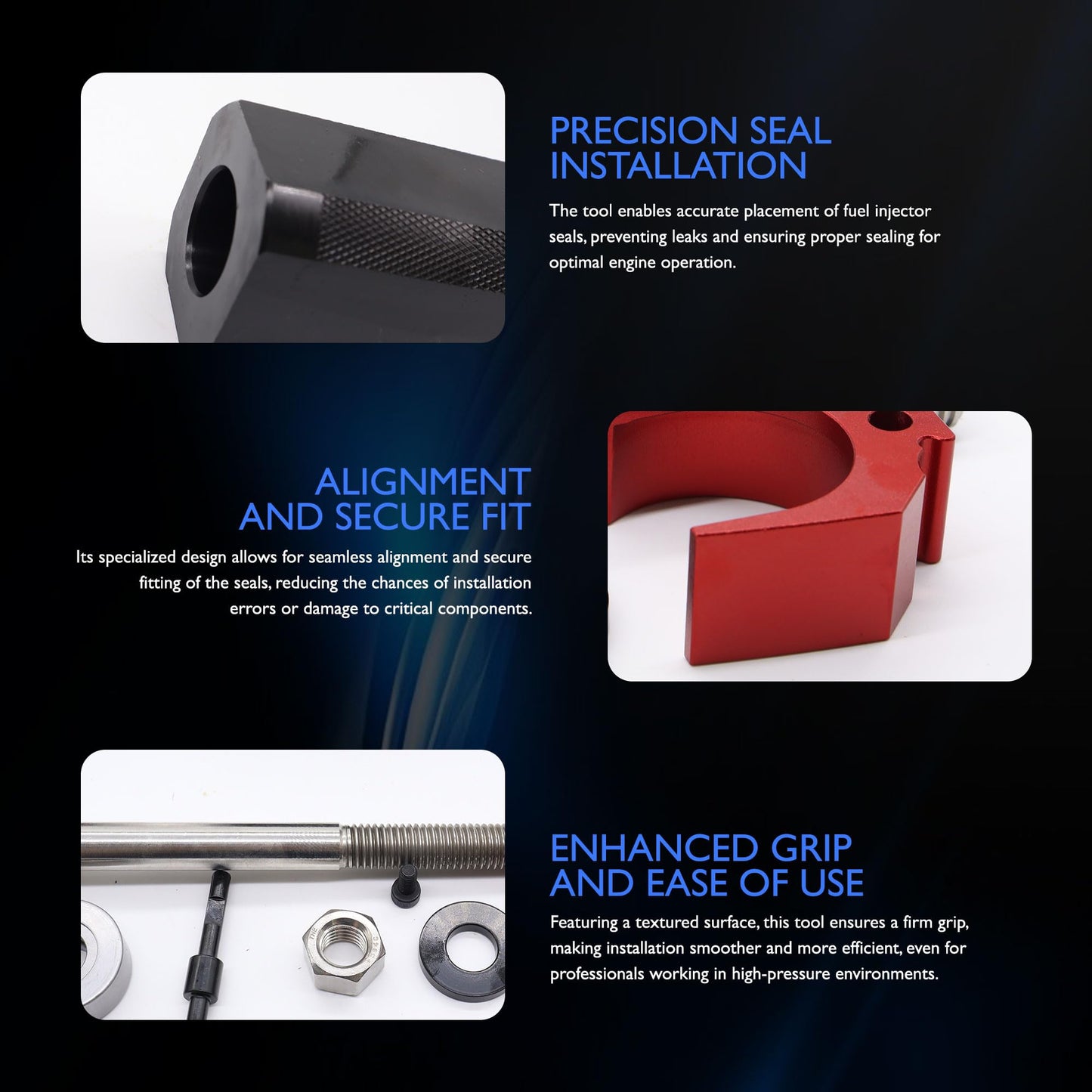 HiSport Fuel Injector Seal Install Tools for 9U-6891 CAT 3406E/C-15/C-16 Engines - 9U-6891 Injector Sleeve Remover Installer Set 8 PCS Include Injector Height Tool and Engine Barring Socket