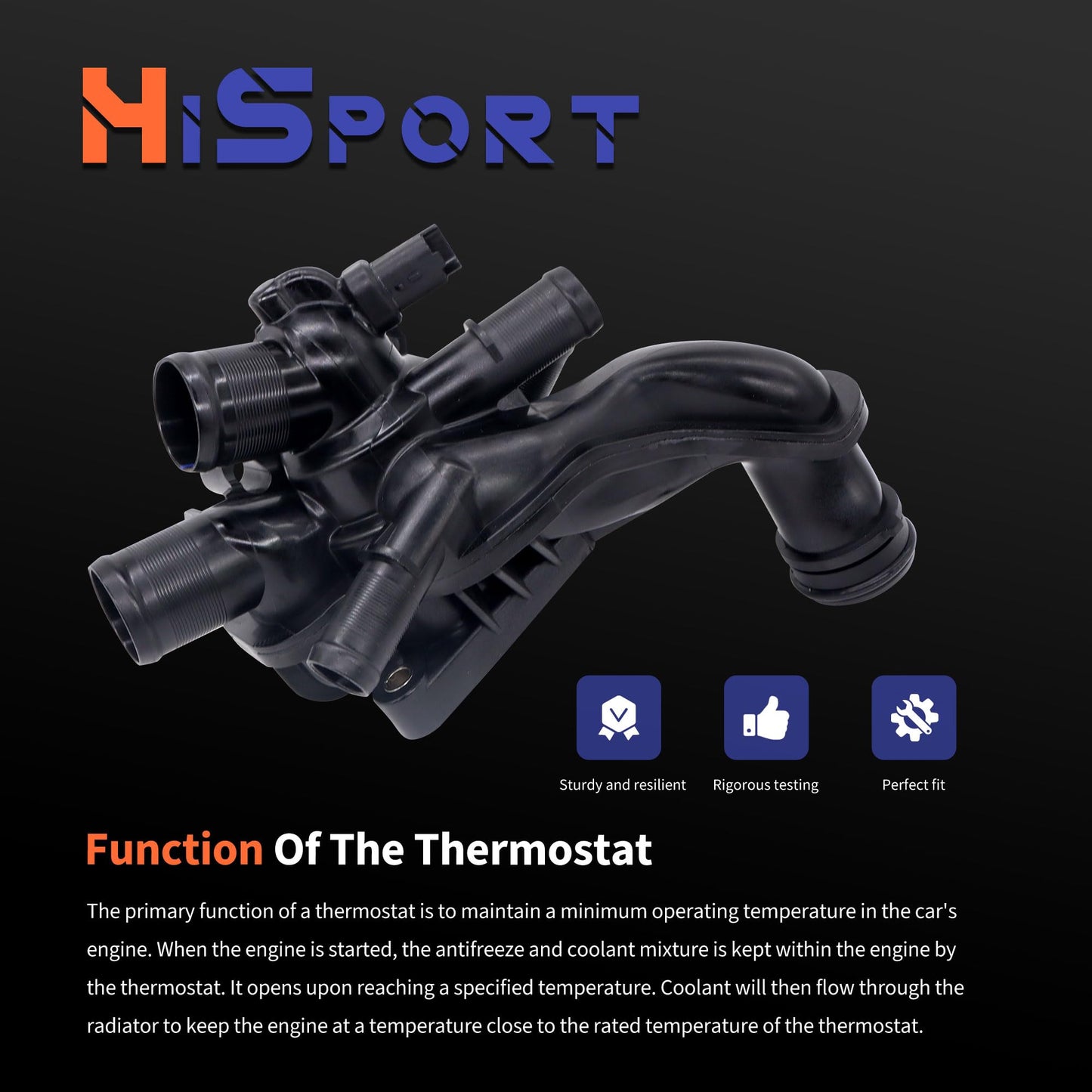 HiSport Engine Coolant Thermostat and Housing Assembly with Sensors 11537534521 Compatible with Mini Cooper 2007-2013, Cooper Countryman 2011-2013 - DOHC, 1.6L