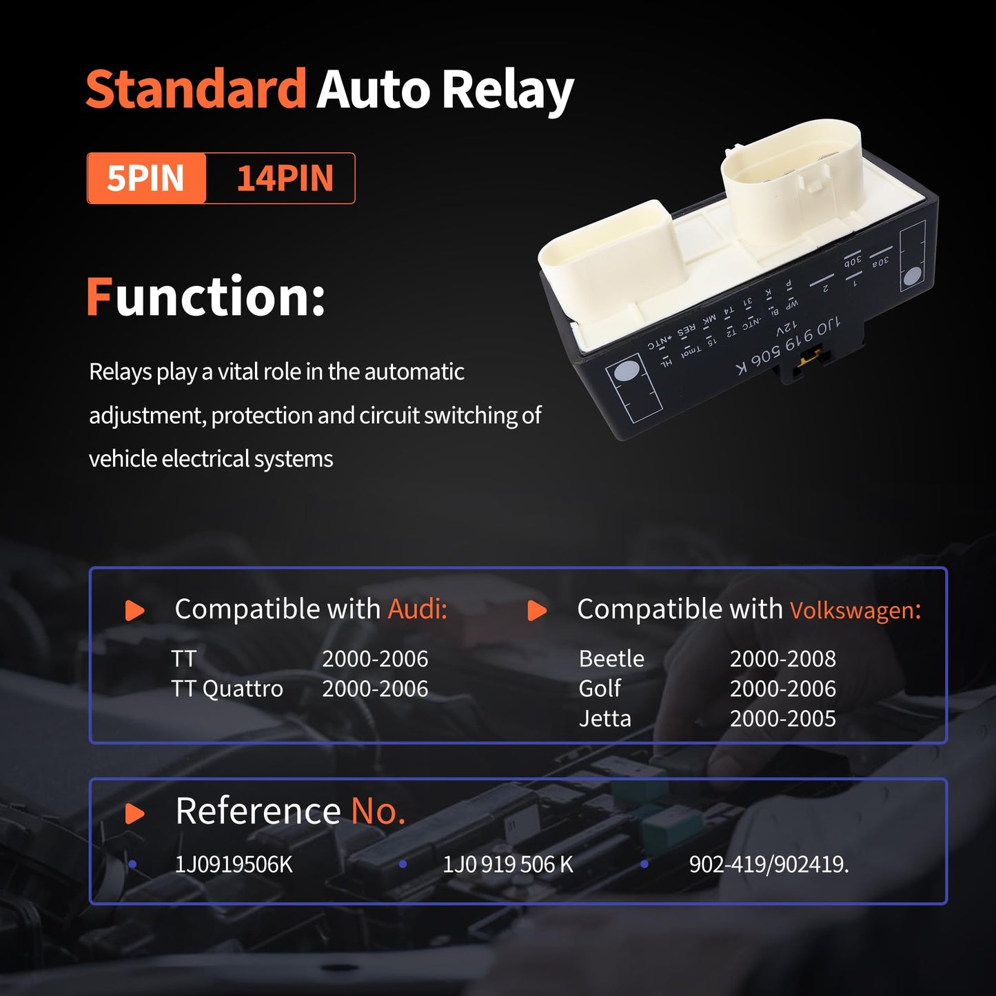HiSport Cooling Fan Control Module Relay Radiator Unit 1J0919506K 902419 Compatible with Audi TT Quattro Replacement for Volkswagen Beetle Golf Jetta