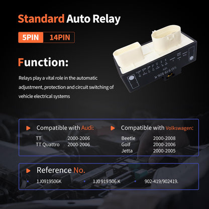HiSport Cooling Fan Control Module Relay Radiator Unit 1J0919506K 902419 Compatible with Audi TT Quattro Replacement for Volkswagen Beetle Golf Jetta