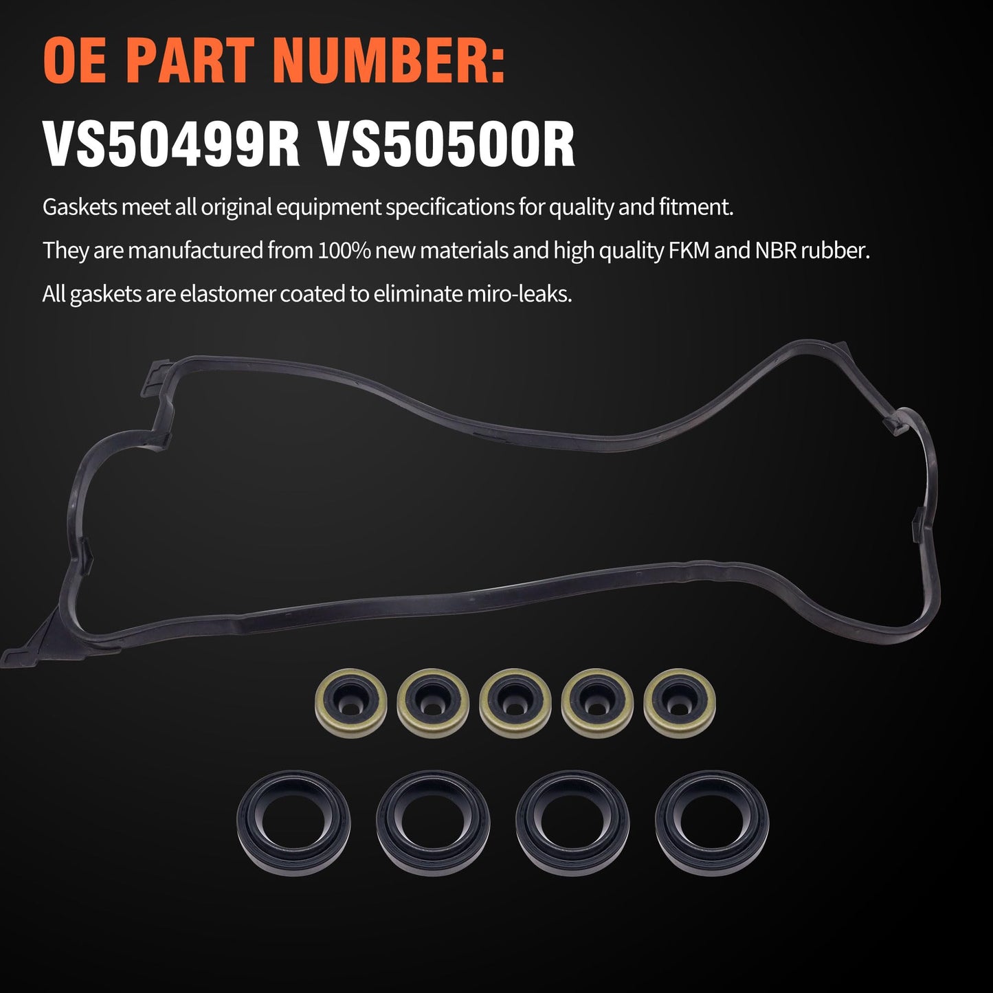 HiSport VS50500R Engine Valve Cover Gasket Set - Compatible with Honda 1992-2000 Civic 1.6L 1993-1997 Civic del Sol 1.6L
