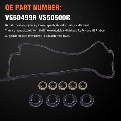 HiSport VS50500R Engine Valve Cover Gasket Set - Compatible with Honda 1992-2000 Civic 1.6L 1993-1997 Civic del Sol 1.6L