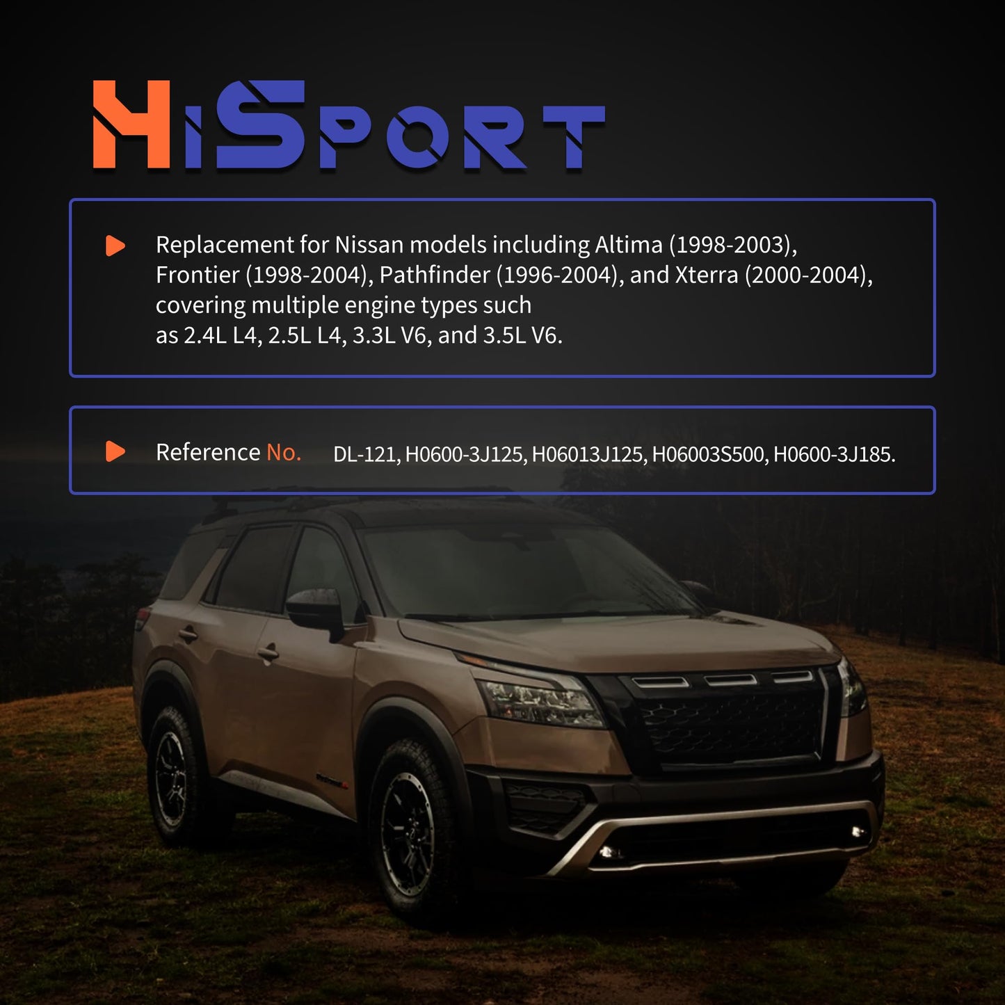 HiSport Door Lock Cylinder with 2 Keys DL-121 Compatible with Nissan Altima Frontier Pathfinder Xterra 1996¨C2004 3.3L 3.5L V6 2.5L 2.4L L4, H0600-3J125 H0601-3J125 H0600-3S500 H0600-3J185