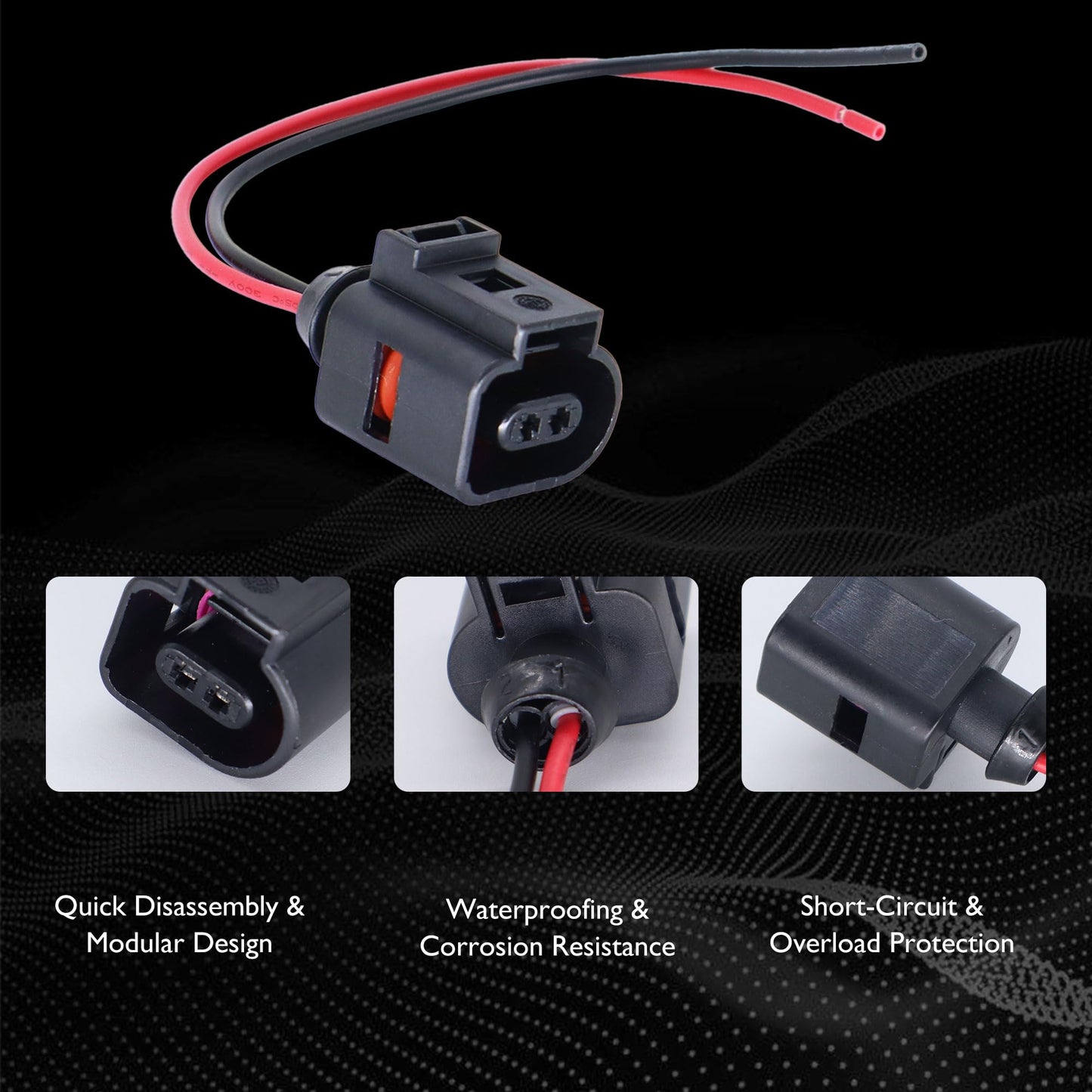 HiSport 2 Pin Temperature Sensor Wiring Harness Connector - Compatible with Auddi A4 A6 A8 Q5 Q7 Replace# 1J0973702