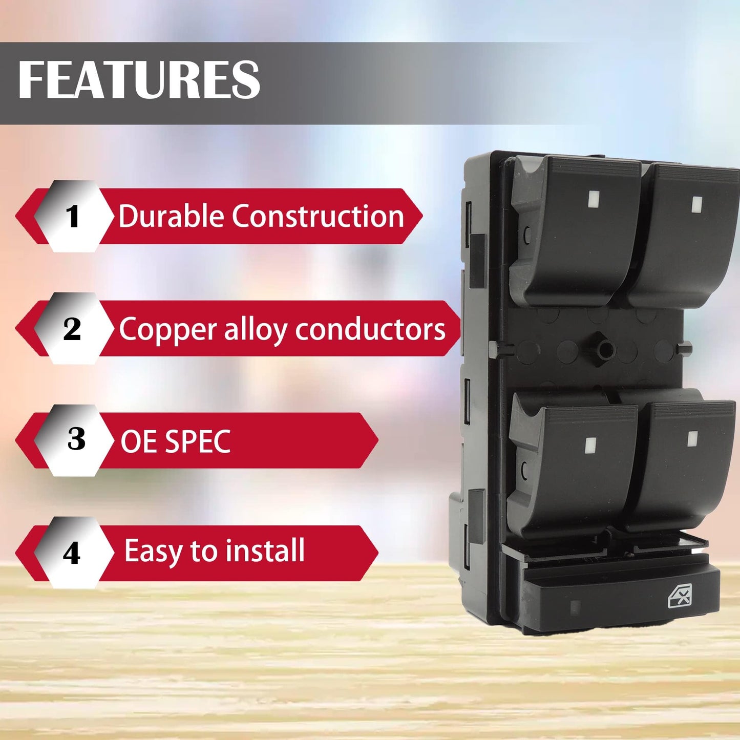 HiSport Driver Side Window Control Switch Compatible with Chevrolet Silverado 1500,Silverado 1500 Classic,Silverado 2500,Silverado 2500 Classic,Silverado 3500,Silverado 3500 Classic,Traverse 25951963