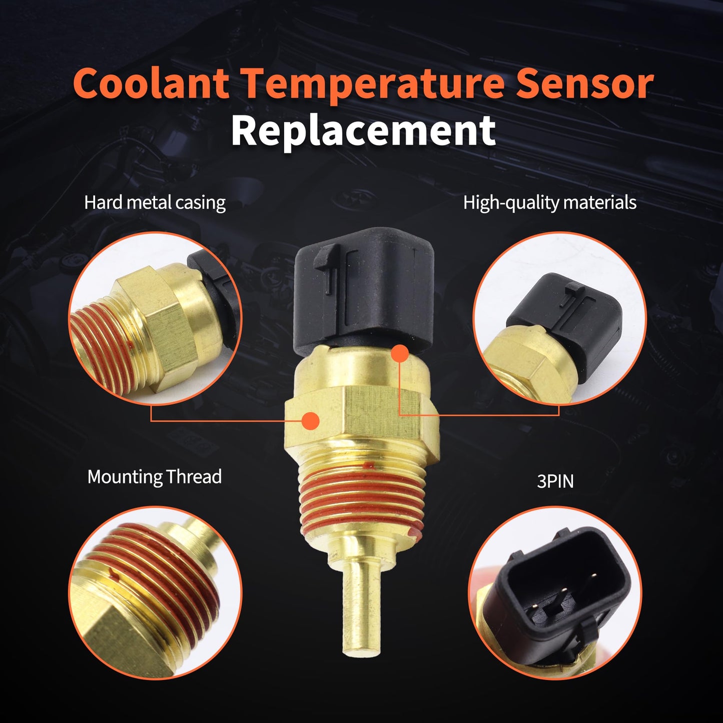 HiSport Engine Coolant Temperature Sensor - Compatible with Dodge Grand Caravan Dakota Ram 1500 2500 3500 Jeep 1996 Plymouth Grand Voyager Replaces 33-26325-AA