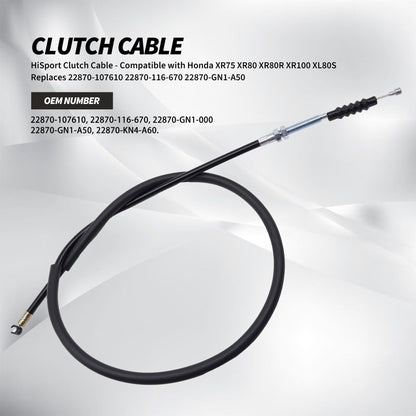 HiSport Clutch Cable - Compatible with Honda XR75 XR80 XR80R XR100 XL80S Replaces 22870-107610 22870-116-670 22870-GN1-A50