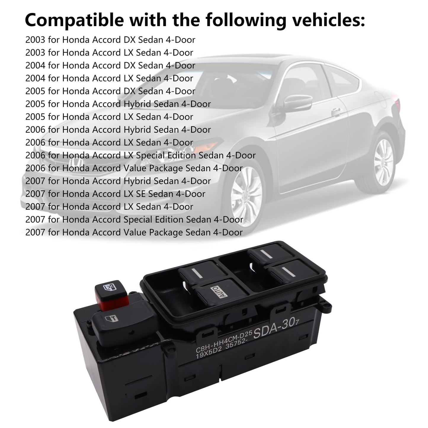 HiSport 35750-SDA-H12 Power Window Switch Front Driver Side Control Switch Compatible with Honda Odyssey 2005 2006 2007 2008 2009 2010