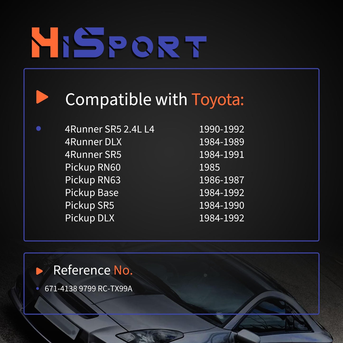 HiSport 671-6173 Spark Plug Wire Set Replacement for Toyota 4Runner Pickup 1988-1991 3.0L V6