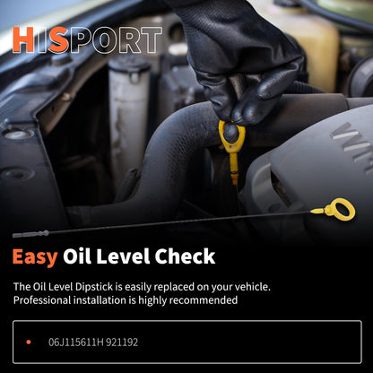 HiSport Engine Oil Dipstick Compatible with Audi A4 A4 Quattro A5 A5 Quattro A6 A6 Quattro A8 Quattro Q5 Q7 S4 S5 Replaces 06J115611H