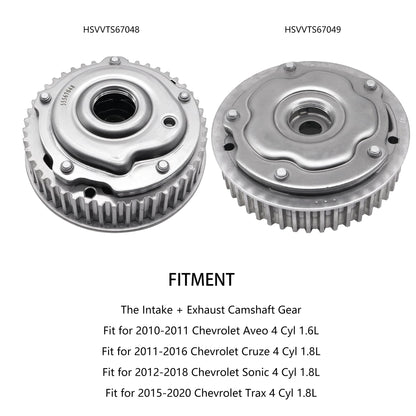 HiSport 55567048 Engine Timing Camshaft Sprocket Cam Phaser VVT Gear with Bolts Intake & Exhaust - Compatible with Chevry Aveo Aveo5 Cruze Cruze Limited Sonic G3 1.6L 1.8L - Replace 55567049