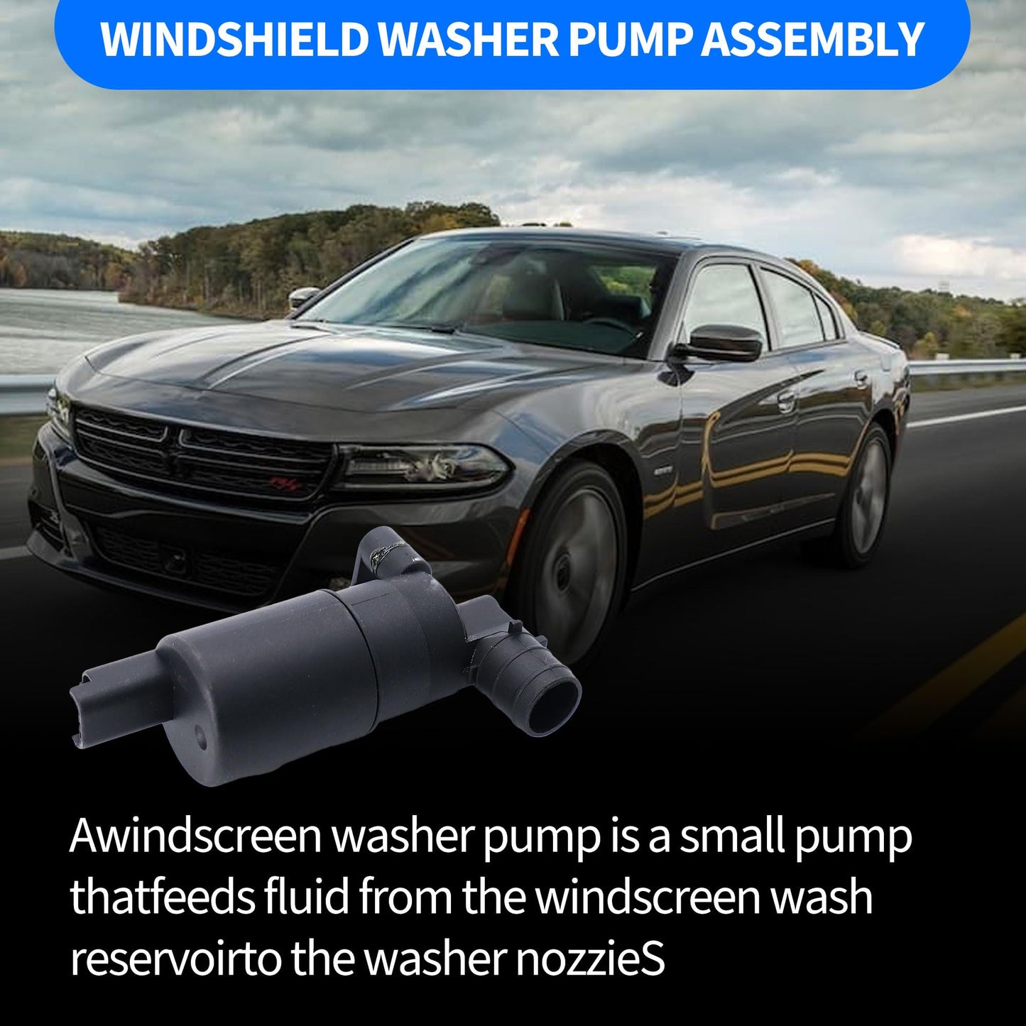 HiSport 28920-7S200 Windshield Washer Pump - Compatible with INFINITI Q50 2014-2022 Q60 2017-2022 Nissan Frontier 2009-2021 TITAN 2004-2015
