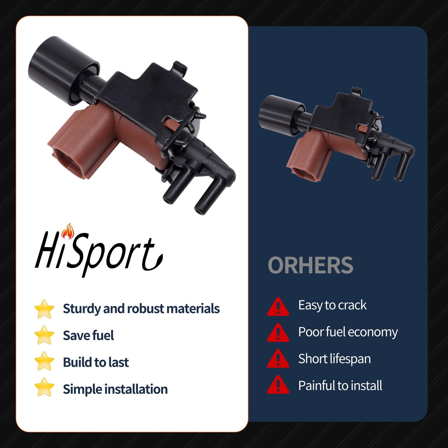 HiSport 25860-62010 Vacuum Switching Valve - Compatible with Lexus ES300 ES330 RX300 RX330 RX350 Compatible with Toyota Avalon Camry Highlander Sienna Solara 1992-2007 - Replace 2586062010