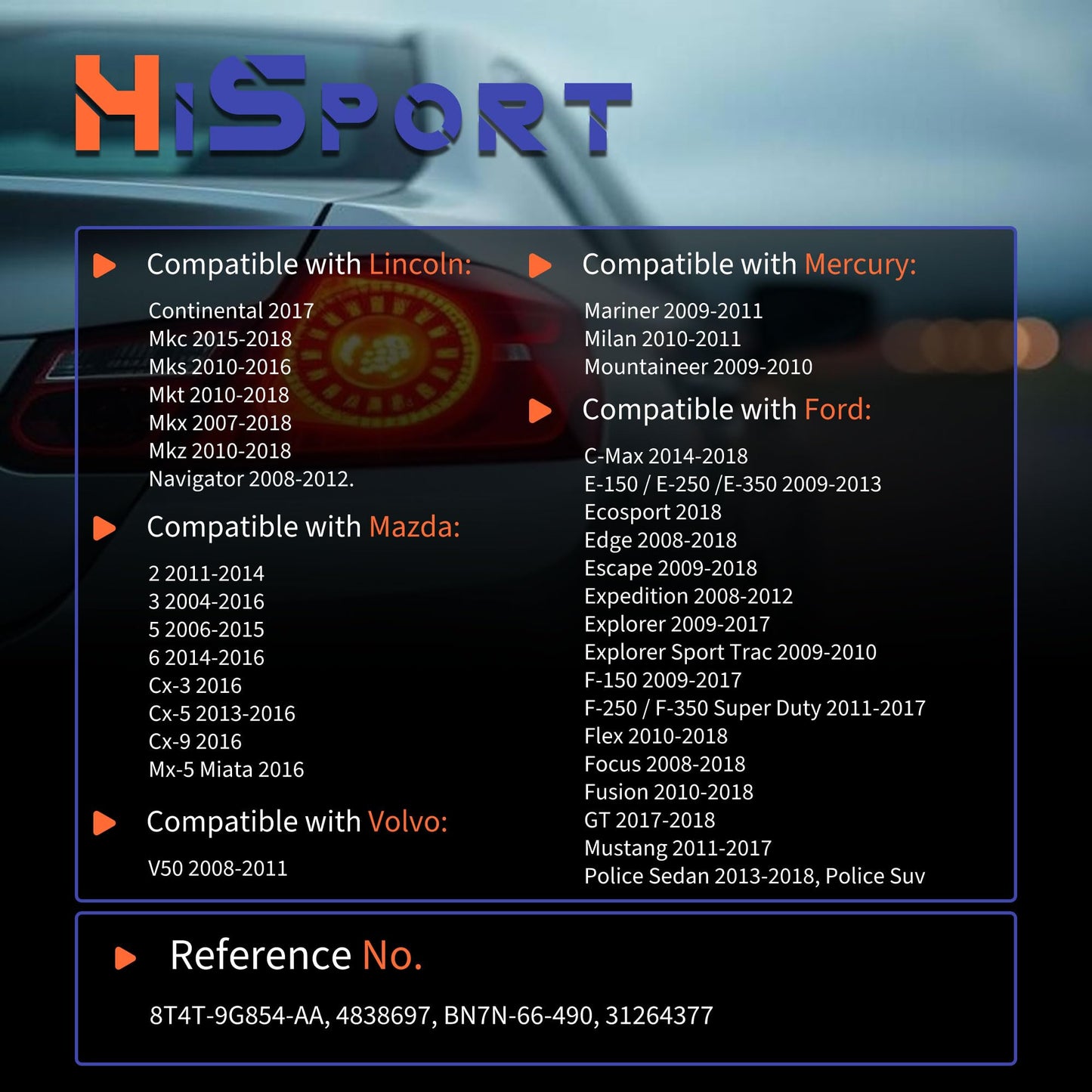 HiSport 4 Pin Brake Light Switch 4838697 Compatible with Ford Lincoln Mazda Mercury Volvo 8T4T-9G854-AA BN7N-66-490 31264377