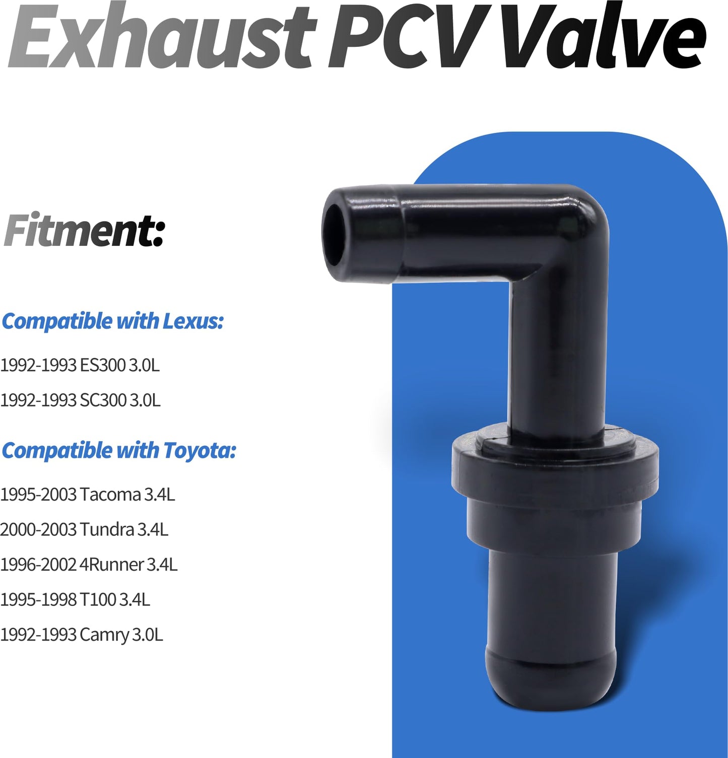 HiSport 045-0297 PCV Valve - Compatible with Lexus ES300 SC300 1992-1993 Toyota T100 1995-1998 Tacoma 1995-2003 Tundra 2000-2003 4Runner 1996-2002 Camry 1992-1993