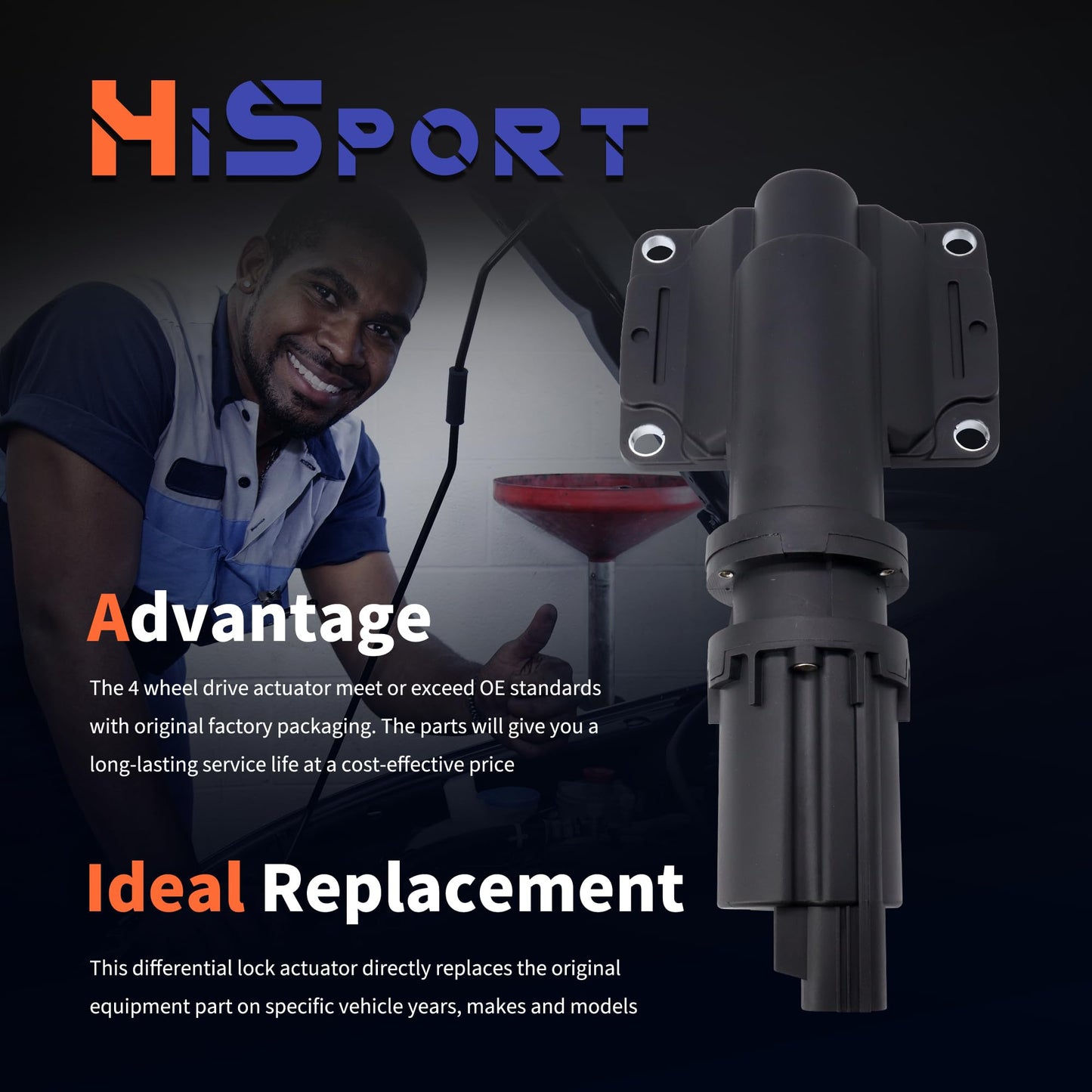 HiSport 4x4 Front Differential Axle Actuator compatible with Dodge Ram 1500 2008-2016 Pickup Truck Replace 52114387AB 52114387AC 52114387AD