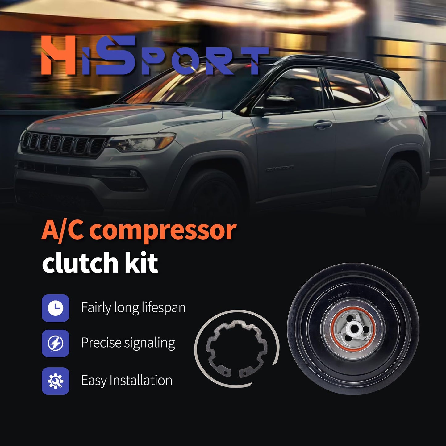 HiSport Air Conditioner AC Compressor Clutch Kit Replacement for Jeep Compass 2009-2017, Patriot 2009-2017, Compatible with Dodge Caliber 2010-2012, Caliber 2009 1.8L 2.4L