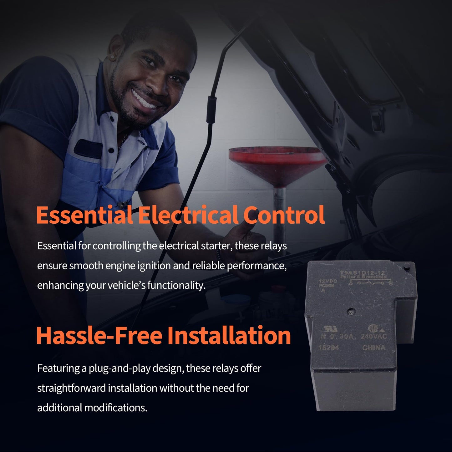 HiSport T9AS1D12-12 Power Relay 12VDC 30A SPST-NO PCB Compatible with PC Board or Panel-Mounted Applications