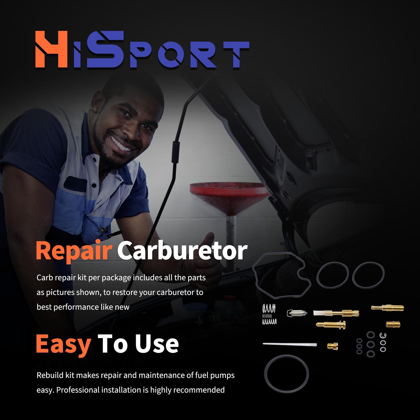 HiSport Carburetor Rebuild Kit - Compatible with Honda Recon TRX250 TRX250ES TRX250EX TRX250TE TRX250TM 1997-2005